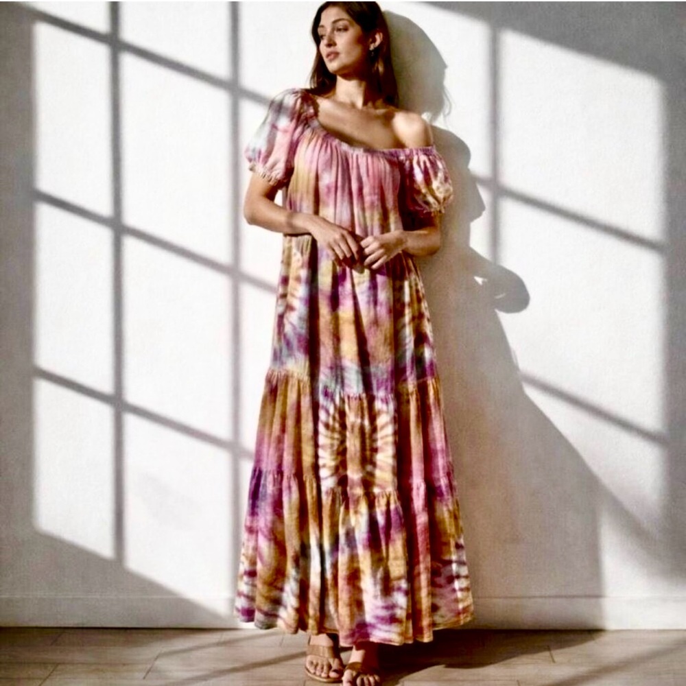 NEW Young Fabulous & Broke Sunny Tie Dye Scuba Maxi Dress Size Medium